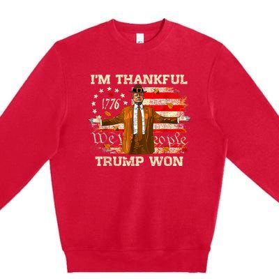 IM Thankful Trump Won Thanksgiving Turkey Fall Women Premium Crewneck Sweatshirt