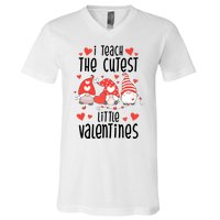 I Teach The Cutest Little Valentines Teacher V-Neck T-Shirt