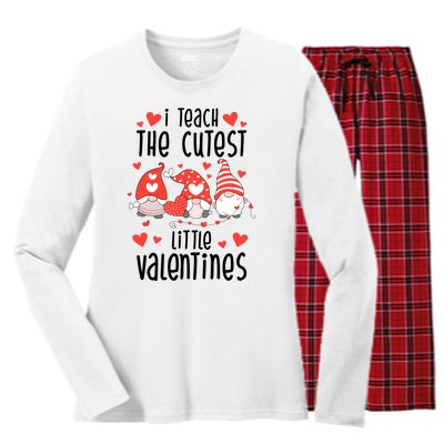 I Teach The Cutest Little Valentines Teacher Women's Long Sleeve Flannel Pajama Set 