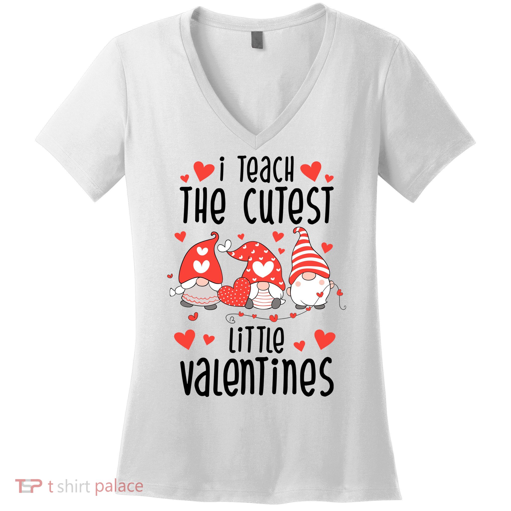 I Teach The Cutest Little Valentines Teacher Women's V-Neck T-Shirt
