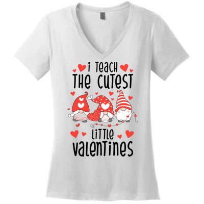 I Teach The Cutest Little Valentines Teacher Women's V-Neck T-Shirt