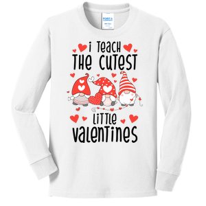 I Teach The Cutest Little Valentines Teacher Kids Long Sleeve Shirt