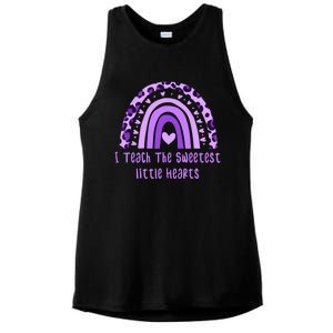 I Teach The Sweetest Hearts Rainbow Teacher Valentines Day Ladies PosiCharge Tri-Blend Wicking Tank