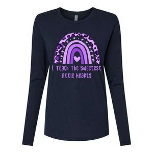 I Teach The Sweetest Hearts Rainbow Teacher Valentines Day Womens Cotton Relaxed Long Sleeve T-Shirt