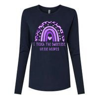 I Teach The Sweetest Hearts Rainbow Teacher Valentines Day Womens Cotton Relaxed Long Sleeve T-Shirt