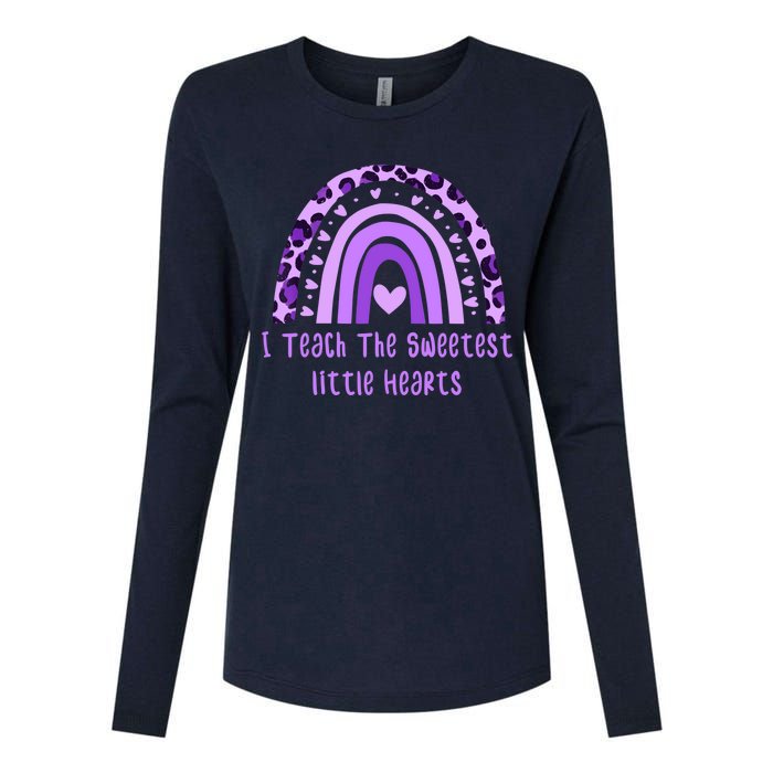 I Teach The Sweetest Hearts Rainbow Teacher Valentines Day Womens Cotton Relaxed Long Sleeve T-Shirt