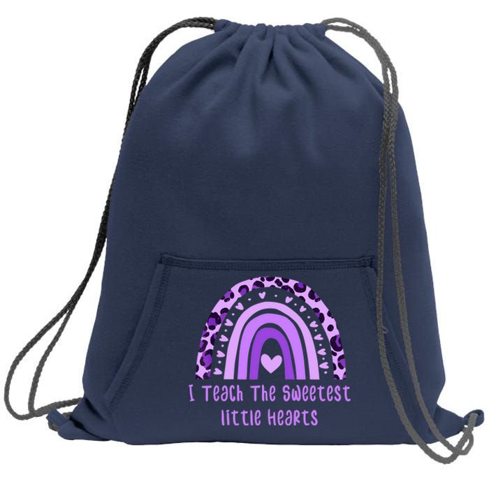 I Teach The Sweetest Hearts Rainbow Teacher Valentines Day Sweatshirt Cinch Pack Bag