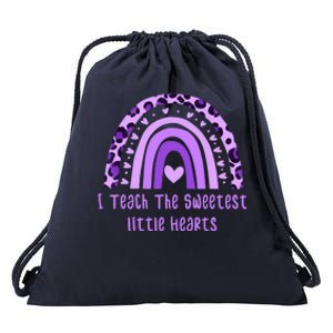 I Teach The Sweetest Hearts Rainbow Teacher Valentines Day Drawstring Bag