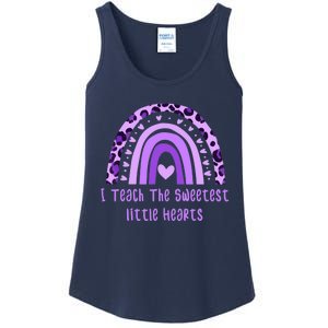 I Teach The Sweetest Hearts Rainbow Teacher Valentines Day Ladies Essential Tank