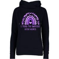 I Teach The Sweetest Hearts Rainbow Teacher Valentines Day Womens Funnel Neck Pullover Hood