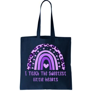 I Teach The Sweetest Hearts Rainbow Teacher Valentines Day Tote Bag