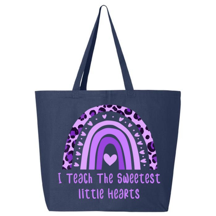 I Teach The Sweetest Hearts Rainbow Teacher Valentines Day 25L Jumbo Tote