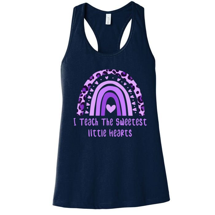 I Teach The Sweetest Hearts Rainbow Teacher Valentines Day Women's Racerback Tank