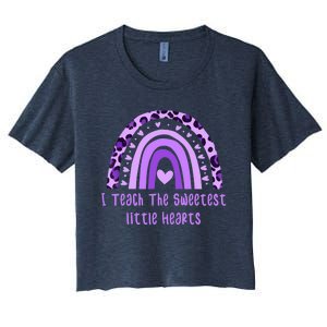 I Teach The Sweetest Hearts Rainbow Teacher Valentines Day Women's Crop Top Tee