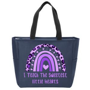 I Teach The Sweetest Hearts Rainbow Teacher Valentines Day Zip Tote Bag