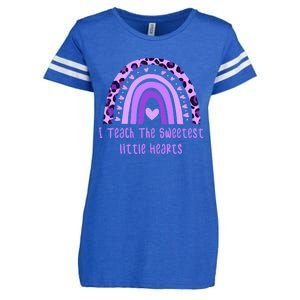 I Teach The Sweetest Hearts Rainbow Teacher Valentines Day Enza Ladies Jersey Football T-Shirt