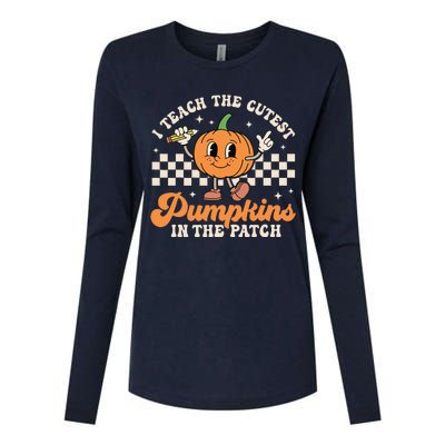 I Teach The Cutest Pumpkins In The Patch TeacherS Day Retro Womens Cotton Relaxed Long Sleeve T-Shirt