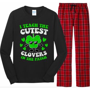 I Teach The Cutest Clovers In The Patch St Patricks Day Tees Great Gift Long Sleeve Pajama Set