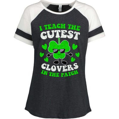 I Teach The Cutest Clovers In The Patch St Patricks Day Tees Great Gift Enza Ladies Jersey Colorblock Tee