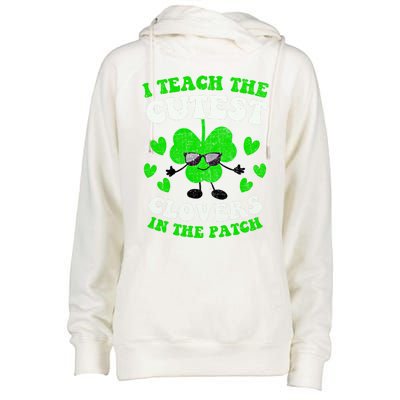 I Teach The Cutest Clovers In The Patch St Patricks Day Tees Great Gift Womens Funnel Neck Pullover Hood