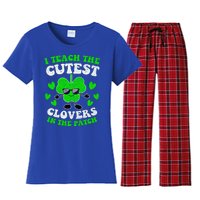 I Teach The Cutest Clovers In The Patch St Patricks Day Tees Great Gift Women's Flannel Pajama Set