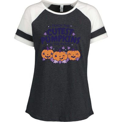 I Teach The Cutest Pumpkins In The Patch Enza Ladies Jersey Colorblock Tee