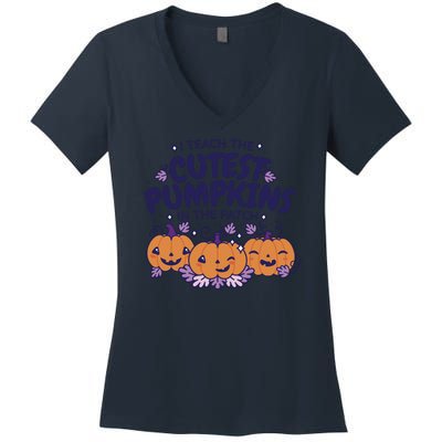 I Teach The Cutest Pumpkins In The Patch Women's V-Neck T-Shirt