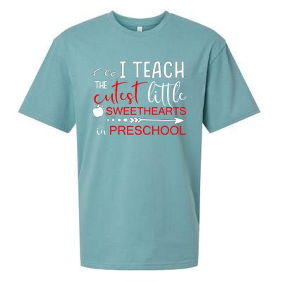 I Teach The Cutest Sweethearts In Preschool Great Gift Valentines Day Gift Sueded Cloud Jersey T-Shirt