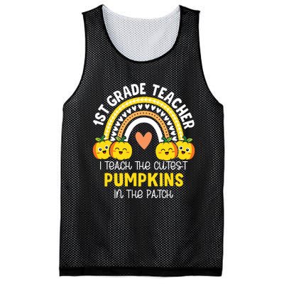 I Teach The Cutest Pumpkins In The Patch 1st Grade Teacher Mesh Reversible Basketball Jersey Tank