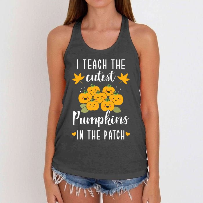 I Teach The Cutest Pumpkins In The Patch Halloween Teacher Women's Knotted Racerback Tank