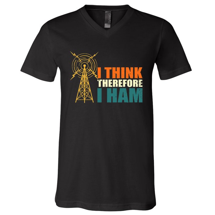 I Think Therefore I Ham V-Neck T-Shirt