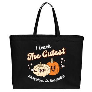 I Teach The Cutest Pumpkins In The Patch Halloween Teacher Cotton Canvas Jumbo Tote