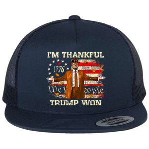 IM Thankful Trump Won Thanksgiving Turkey Flat Bill Trucker Hat