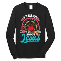 I Teach Tiny Humans About Jesus Christian Teacher Groovy Long Sleeve Shirt