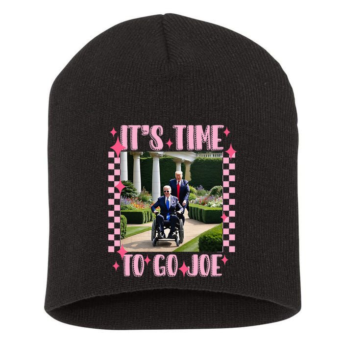 ItS Time To Go Joe Funny Trump Biden Wheelchair Short Acrylic Beanie