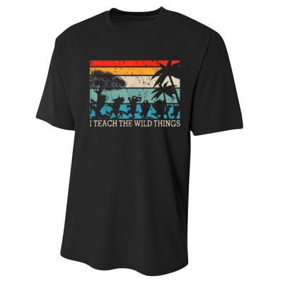 I Teach The Wildthings Vintage Retro Teacherlife Performance Sprint T-Shirt