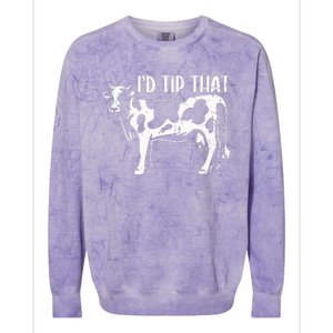 I'd Tip That Funny Cow Tipping Joke Farm Humor Farmer Colorblast Crewneck Sweatshirt