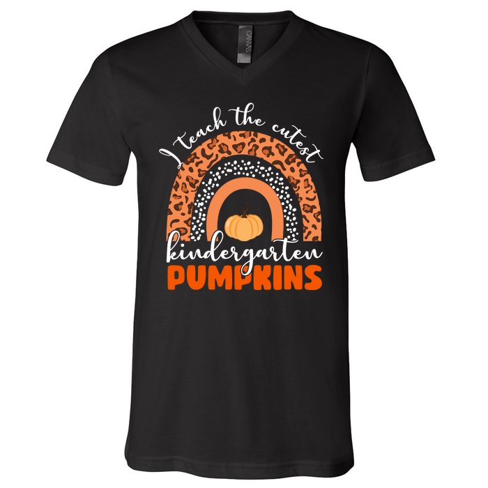 I Teach The Cutest Kindergarten Pumpkins V-Neck T-Shirt