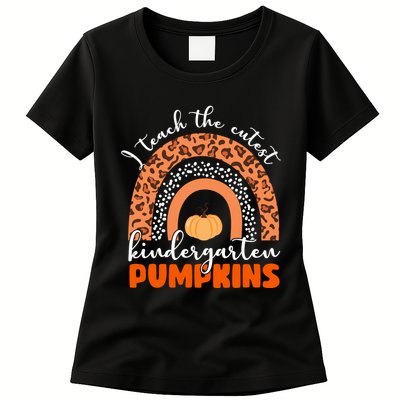 I Teach The Cutest Kindergarten Pumpkins Womens T-Shirt