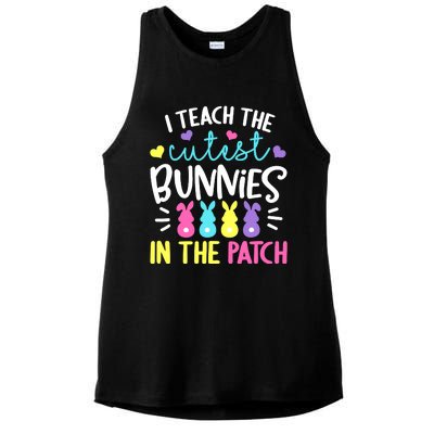 I Teach The Cutest Bunnies In The Patch Easter Teacher Cute Ladies PosiCharge Tri-Blend Wicking Tank