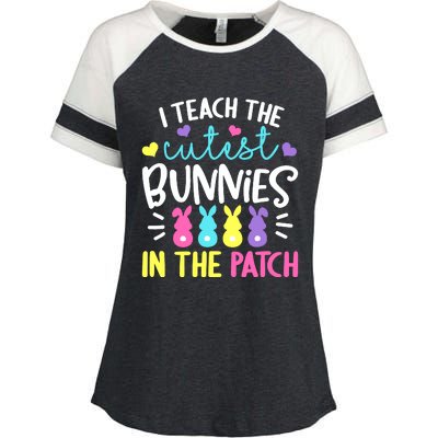 I Teach The Cutest Bunnies In The Patch Easter Teacher Cute Enza Ladies Jersey Colorblock Tee