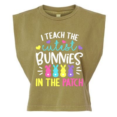 I Teach The Cutest Bunnies In The Patch Easter Teacher Cute Garment-Dyed Women's Muscle Tee