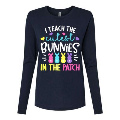 I Teach The Cutest Bunnies In The Patch Easter Teacher Cute Womens Cotton Relaxed Long Sleeve T-Shirt