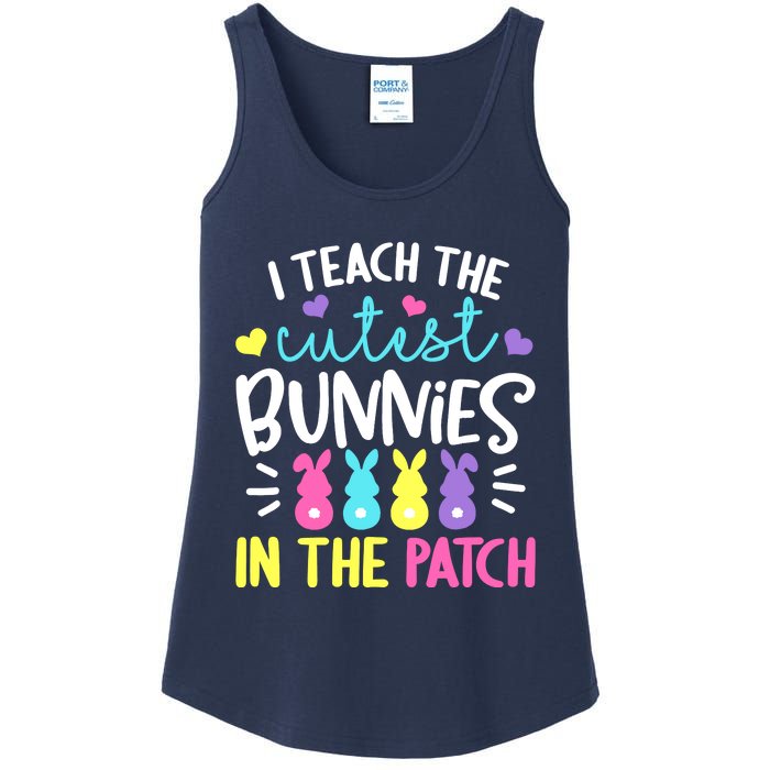 I Teach The Cutest Bunnies In The Patch Easter Teacher Cute Ladies Essential Tank