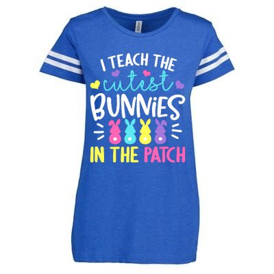 I Teach The Cutest Bunnies In The Patch Easter Teacher Cute Enza Ladies Jersey Football T-Shirt