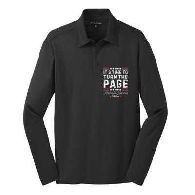 ItS Time To Turn The Page Kamala Harris 2024 President Vote Silk Touch Performance Long Sleeve Polo