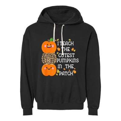 I Teach The Cutest Pumpkins In The Patch Leopard For Teacher Garment-Dyed Fleece Hoodie