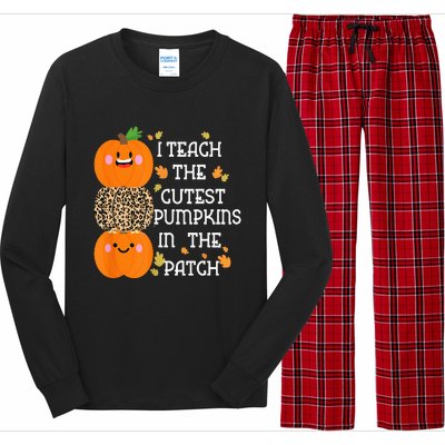 I Teach The Cutest Pumpkins In The Patch Leopard For Teacher Long Sleeve Pajama Set