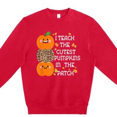 I Teach The Cutest Pumpkins In The Patch Leopard For Teacher Premium Crewneck Sweatshirt