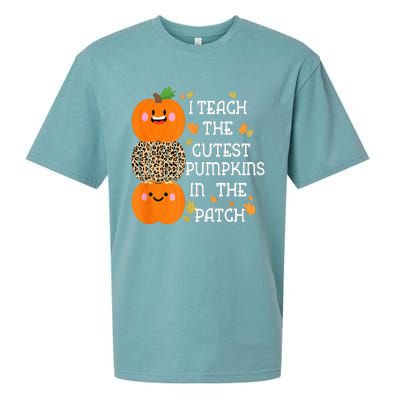 I Teach The Cutest Pumpkins In The Patch Leopard For Teacher Sueded Cloud Jersey T-Shirt